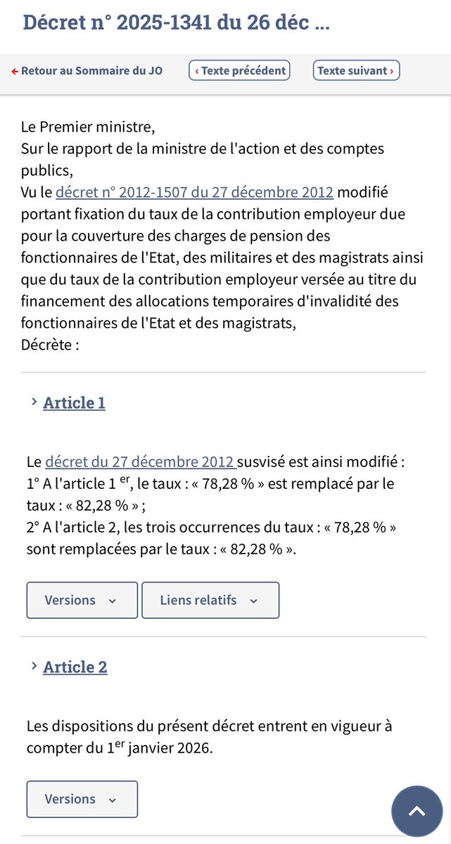 🚨 Par un simple décret publié le 26 décembre, le taux artificiel de « cotisation patronale retraite » des fonctionnaires passe de 78% à 82%

Des milliards d’€ supplémentaires seront siphonnés des budgets de l’éducation, de la défense, de la santé pour payer les retraites

🔴 La