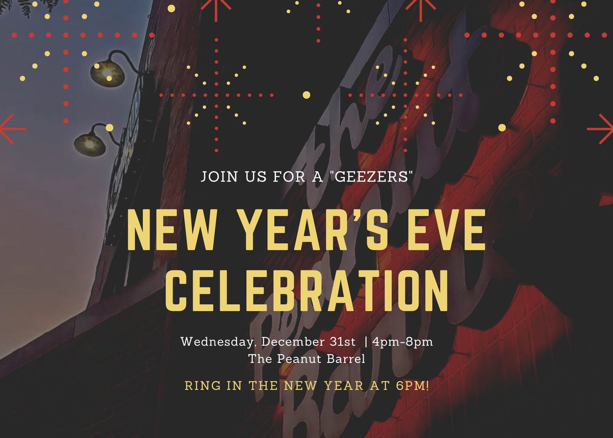 We’re open and ready to celebrate! We'll be pouring drinks and serving up burgers until 8:00 PM tonight for our annual Geezer's NYE.

We will be closed tomorrow to recover and recharge. We'll see you all again on Friday during our normal hours.

Happy New Year! ✨