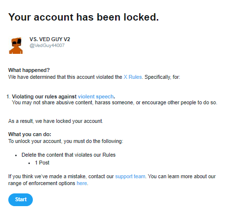 VedGuy44007's tweet photo. encerio casi me bloquean la cuenta por esto? que webada

NO PUEDEN SILENCIAR A VED GUY!! https://t.co/l2rSoEW4Fh
