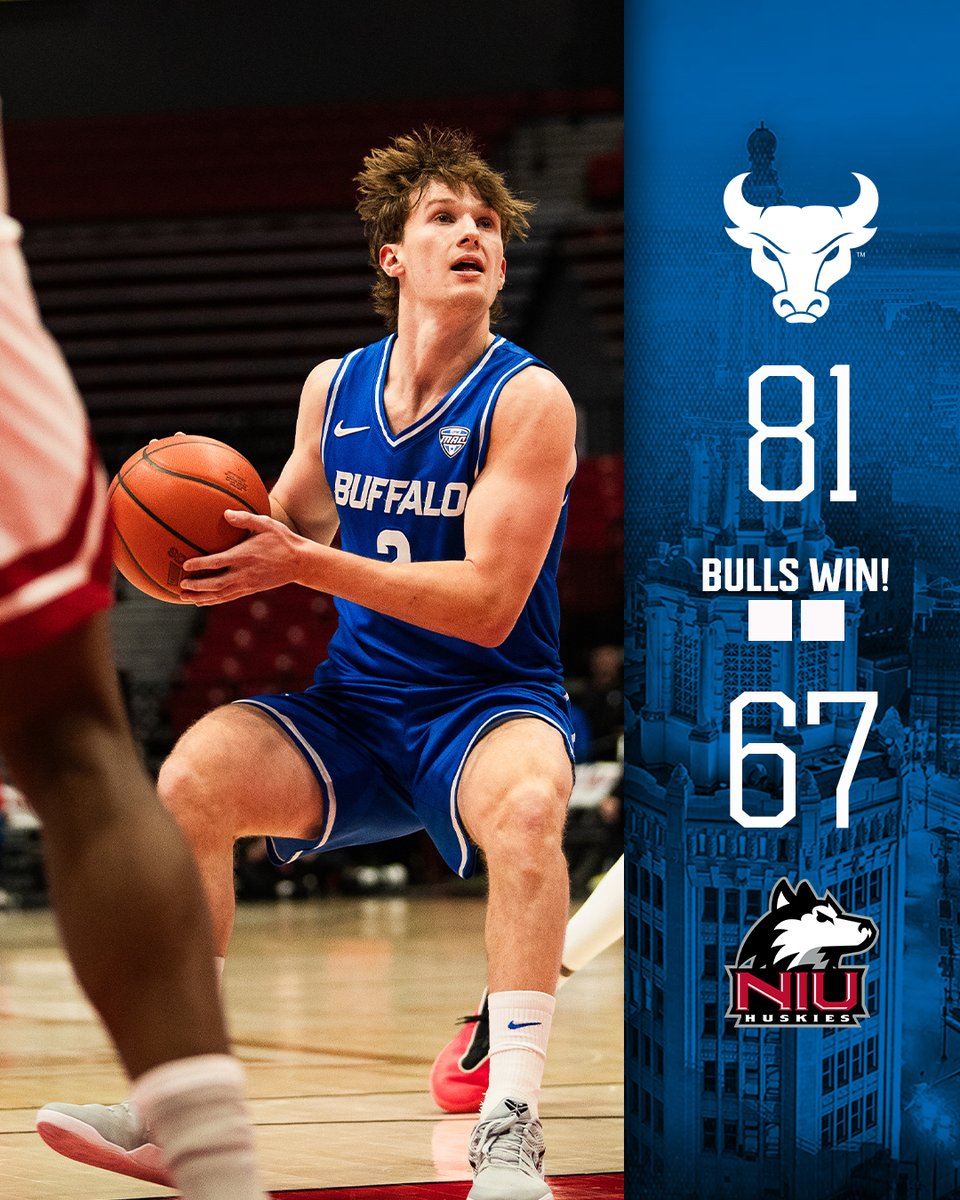 𝘽𝙐𝙇𝙇𝙎 𝙒𝙄𝙉!

The Bulls close 2025 with a win at Northern Illinois! The Bulls improve to 12-2 and 2-0 in the MAC!

Freitag finished with 33 points!

#UBhornsUP🤘 #ALLinGRIT