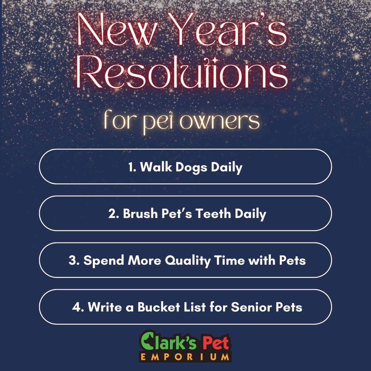 🎉  🐾 As we say goodbye to this year, we’re grateful for every tail wag, chirp, splash, and scale that walked through our doors. Thank you for making Clark’s Pet Emporium part of your pet family. Here’s to a safe, happy night for you and your pets! 🎆
#abq