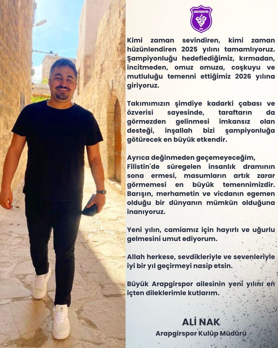 Kulüp Müdürümüz Ali NAK'ın Yeni Yıl Mesajı