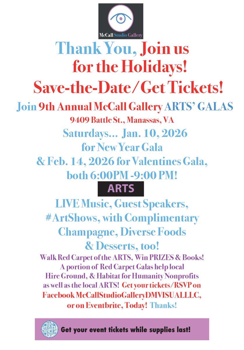 dmvisual's tweet photo. Happy Holidays, Happy New Year! JOIN US 
for #Community #AnnualNewYearsGala at #McCallStudioGallery! LIVE Music guitar, diverse arts,  w/ complimentary spread/champagne! RSVP Today/Get tickets on  FB or Evenbrite! #ShopLocal https://t.co/jDT3RPD0vM #ShopArts #OTM #Arts https://t.co/Pi0DASs07P