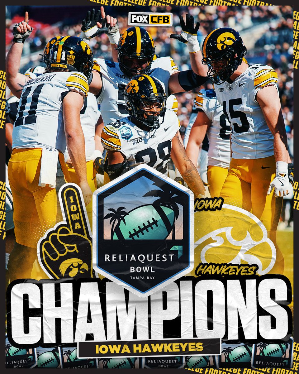 CFBONFOX's tweet image. IOWA TAKES DOWN #14 VANDERBILT TO WIN THE RELIAQUEST BOWL 🌽🏆

@HawkeyeFootball x @ReliaQuestBowl