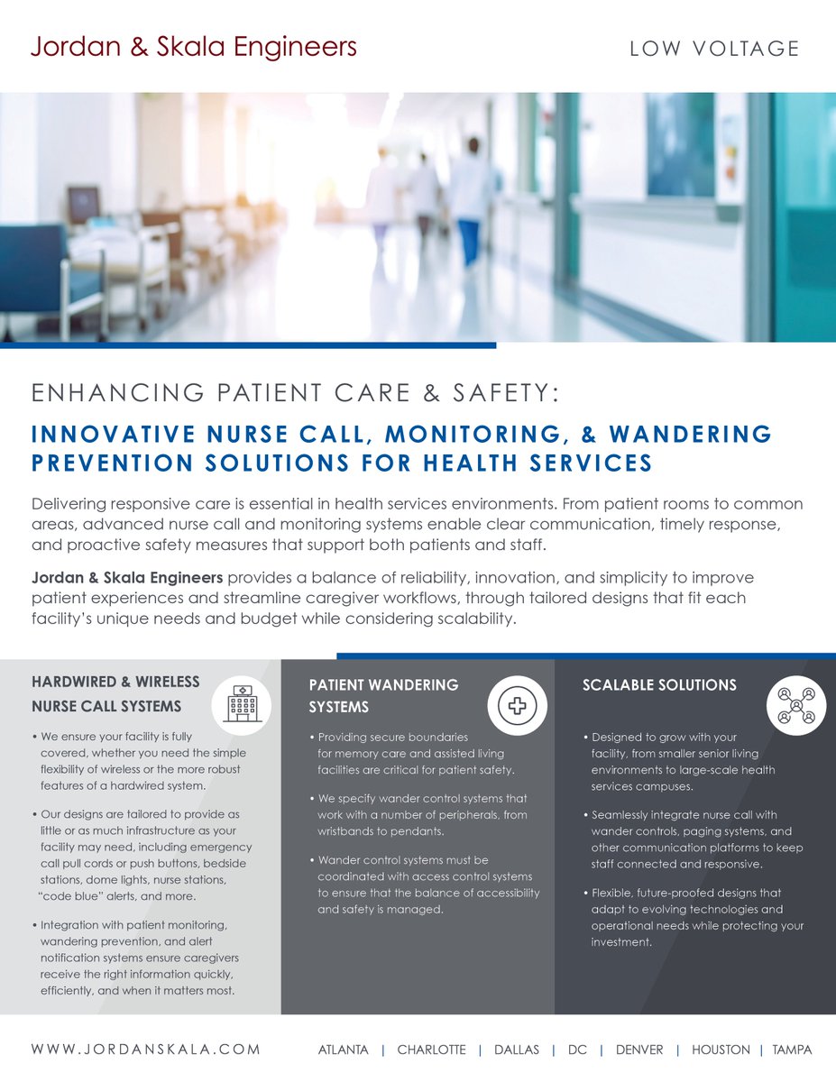 We provide nurse call, monitoring, and wandering prevention solutions for health services environments, enabling timely response, and proactive safety measures for both patients and staff. Click here to learn more: jordanskala.com/contact/

#ContactUs #NurseCall #HealthServices