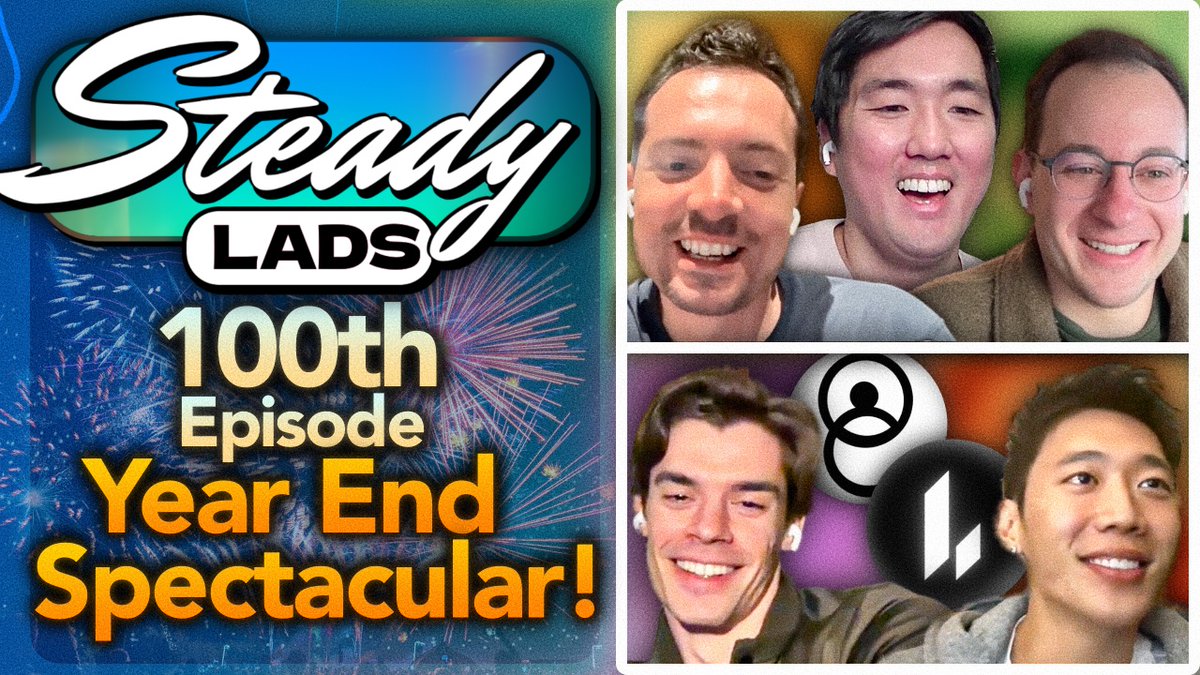 0xSteadyLads's tweet image. The Lads are ending 2025 with a bang!💥 It's our 100th Episode and it's packed full of amazing guests with @Citrini7, @vnovakovski &amp;amp; @thiccyth0t all joining to ring in the new year 🫡

🚨 OUT NOW on @YouTube  &amp;amp;  @Spotify! 

In Ep #100 we cover:

💯 Looking Back On 100 Shows
🔎…