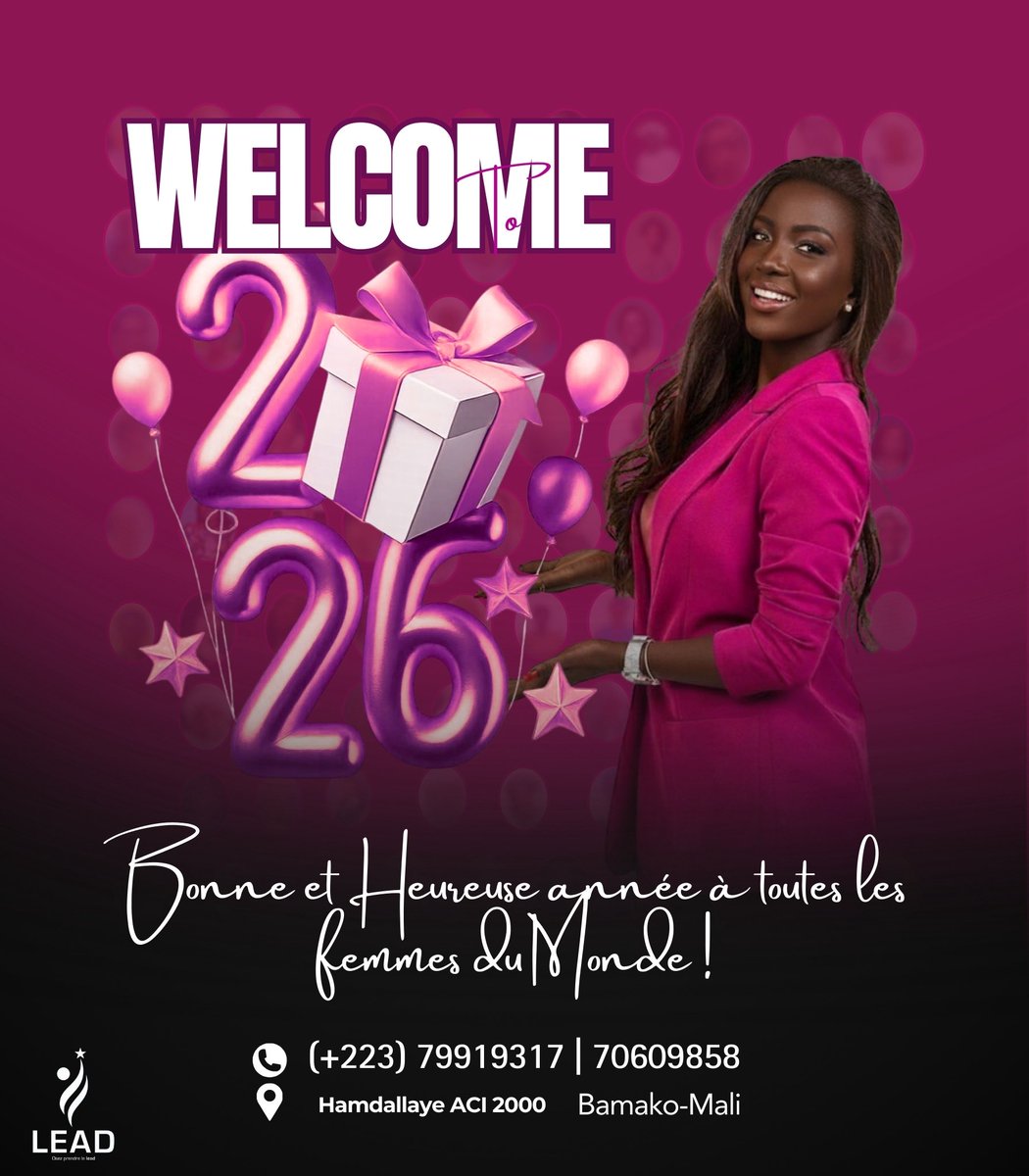 leadmagml's tweet image. Merveilleuse année 2026 à toutes et à tous !🚀✨

Rendez-vous le 24 Janvier 2026 à l’hôtel Azalaï Salam de Bamako à partir de 20h. 
Ensemble, célébrons le leadership féminin au Mali et de sa diaspora à travers les Woman Leadership Awards -Prix Aoua Keïta.