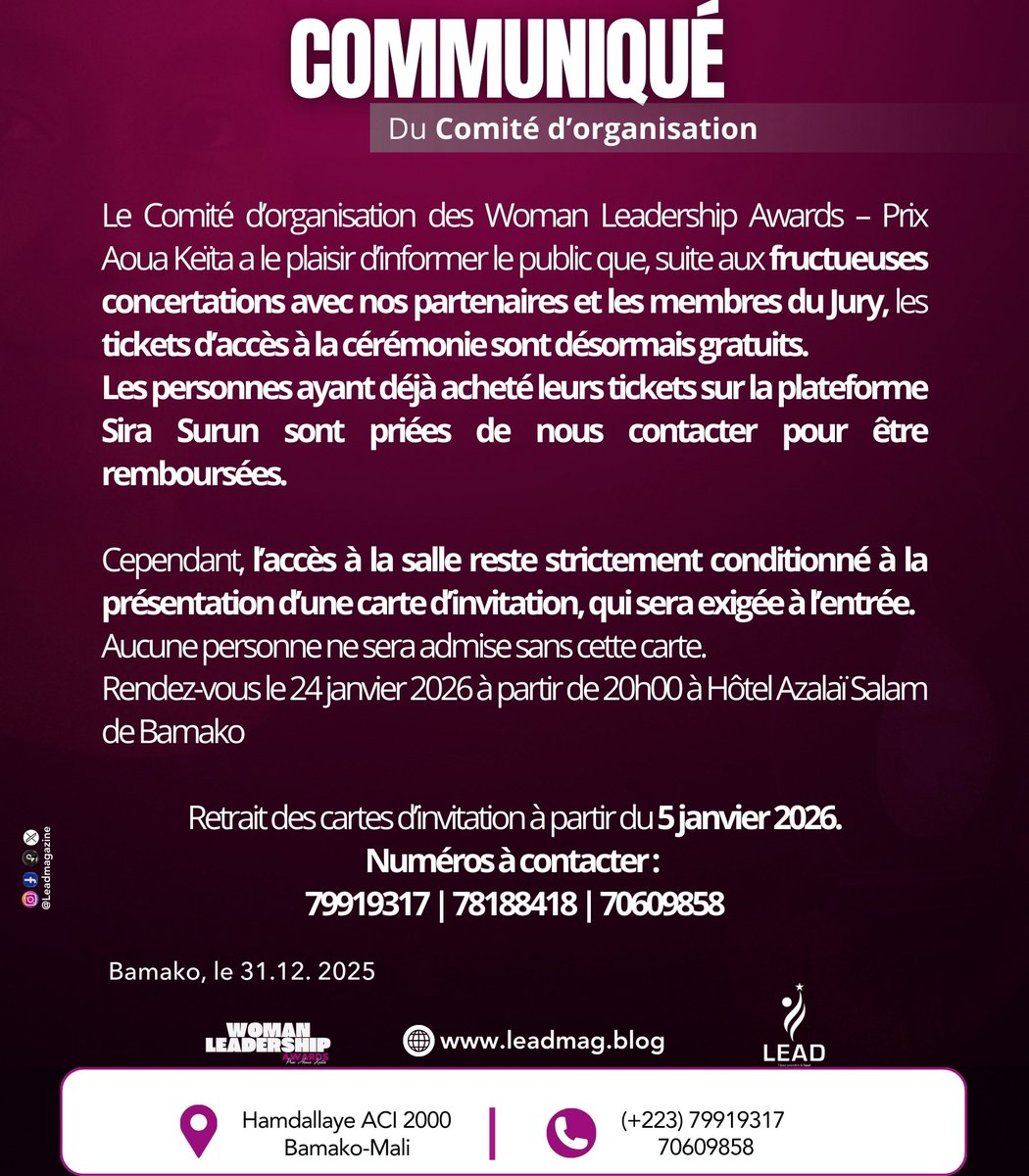 leadmagml's tweet image. #Communiqué - IMPORTANT !