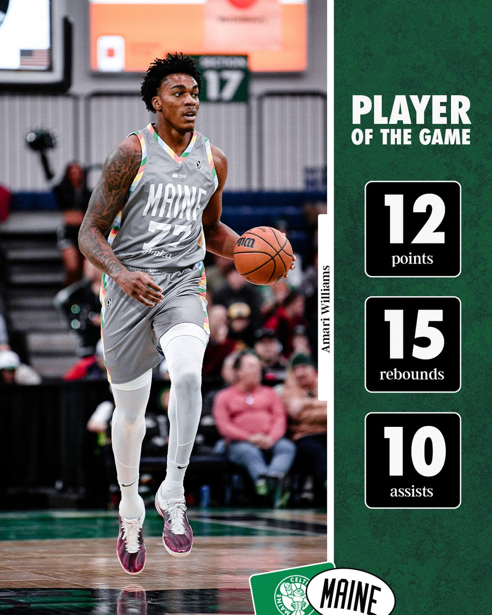 ☘️ Amari Williams recorded his second career triple-double today, he's your Player of the Game.