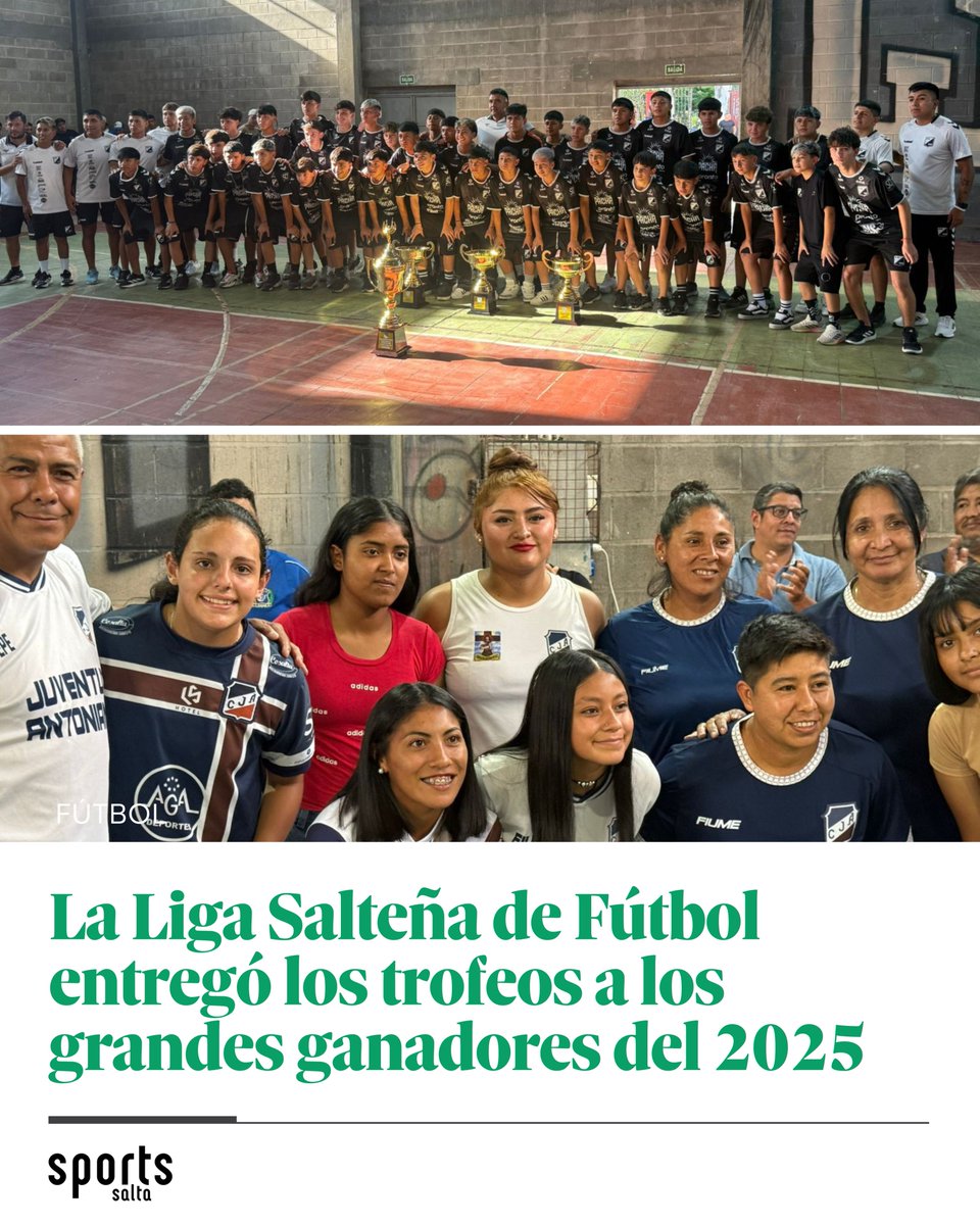 🏆 LA LIGA SALTEÑA DE FÚTBOL PREMIO A LOS GANADORES DE LAS DIVISIONES INFERIORES Y EL FÚTBOL FEMENINO 2025.

🥇 La entrega de las distinciones se realizó el LUNES PASADO en las instalaciones del POLIDEPORTIVO CLUB LIBERTAD encabezada por JUAN MANUEL NAZR, presidente del Consejo.
