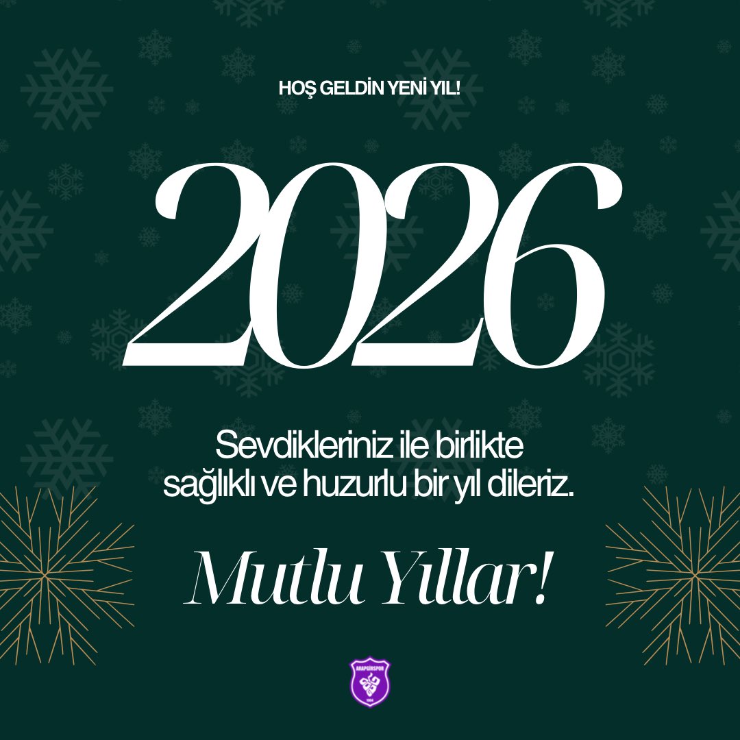 Yeni yılın en güzel mutlulukları size yaşatması dileğiyle, yeni yılınızın sağlıklı, huzurlu ve mutlu bir şekilde geçmesini diliyoruz.

#yeniyıl #hoşgeldi̇n2026 #arapgirspor