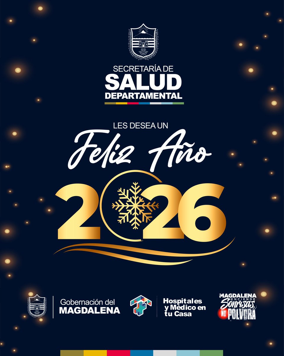 Desde la Secretaría seccional de Salud del Magdalena, queremos desearle a cada familia magdalenense un próspero Año Nuevo. Que este 2026 esté lleno de bienestar, alegría y mucha salud en cada hogar.