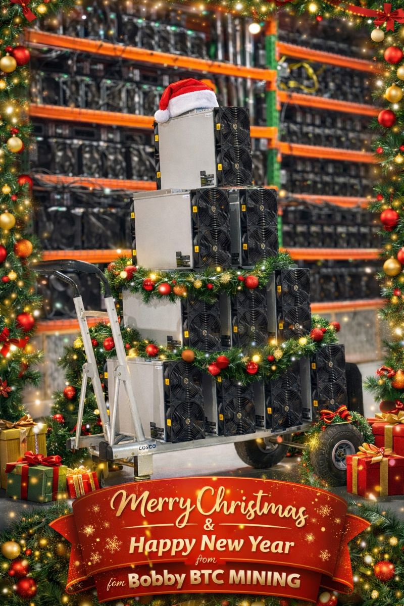 bobbybtcmining's tweet photo. As the year comes to a close, the miners keep working — securing the network, block by block.
Grateful for a year of growth, infrastructure, and discipline.
Merry Christmas &amp; Happy New Year 🎄⚡
— Bobby BTC Mining #Bitcoin #MerryChristmas #BitcoinMining #ProofOfWork #Bitcoin #BTC https://t.co/cnJCoRFhUQ
