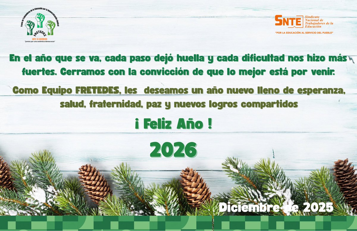 En el #EquipoFRETEDES, hacemos votos para que nos siga acompañando la convicción de transformar el quehacer sindical. Les deseamos un año lleno de bienestar y esperanza.
#FelizAñoNuevo2026 #SigamosHaciendoHistoria #FelizMiercoles #Acapulco Happy New Year BTS BTS BTS the 4d Trump