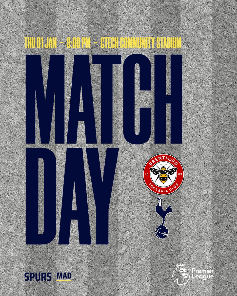SpursMadUK's tweet photo. 𝗜𝗧'𝗦 𝗠𝗔𝗧𝗖𝗛𝗗𝗔𝗬! 🙌

🏆 #PremierLeague 
🆚 Brentford
🏟️ Gtech Community
⏰ 8pm (UK)
📺 Live on Sky Sports

Score predictions, Spurs fans?! 🤍💬

#BRETOT #THFC #COYS https://t.co/QB9fwRjRP5