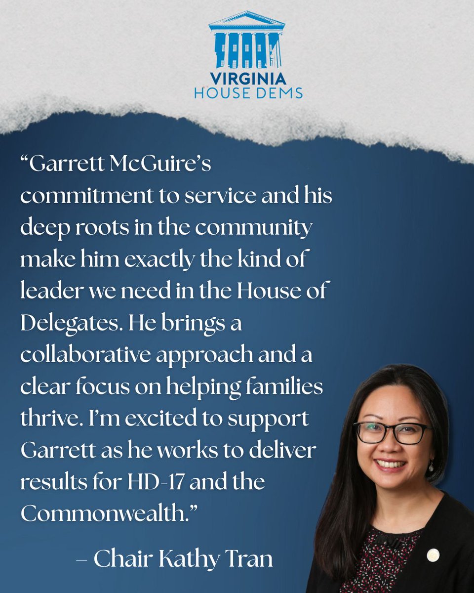 🚨ENDORSEMENT ALERT🚨

​We’re proud to endorse <a href="/GMcGuireVA/">Garrett McGuire</a> — a proven leader who will fight to make life more affordable for families in HD-17. ​ 

🗳️VOTING DAY IS JANUARY ​20, 2026 
🗳️MARK YOUR CALENDAR