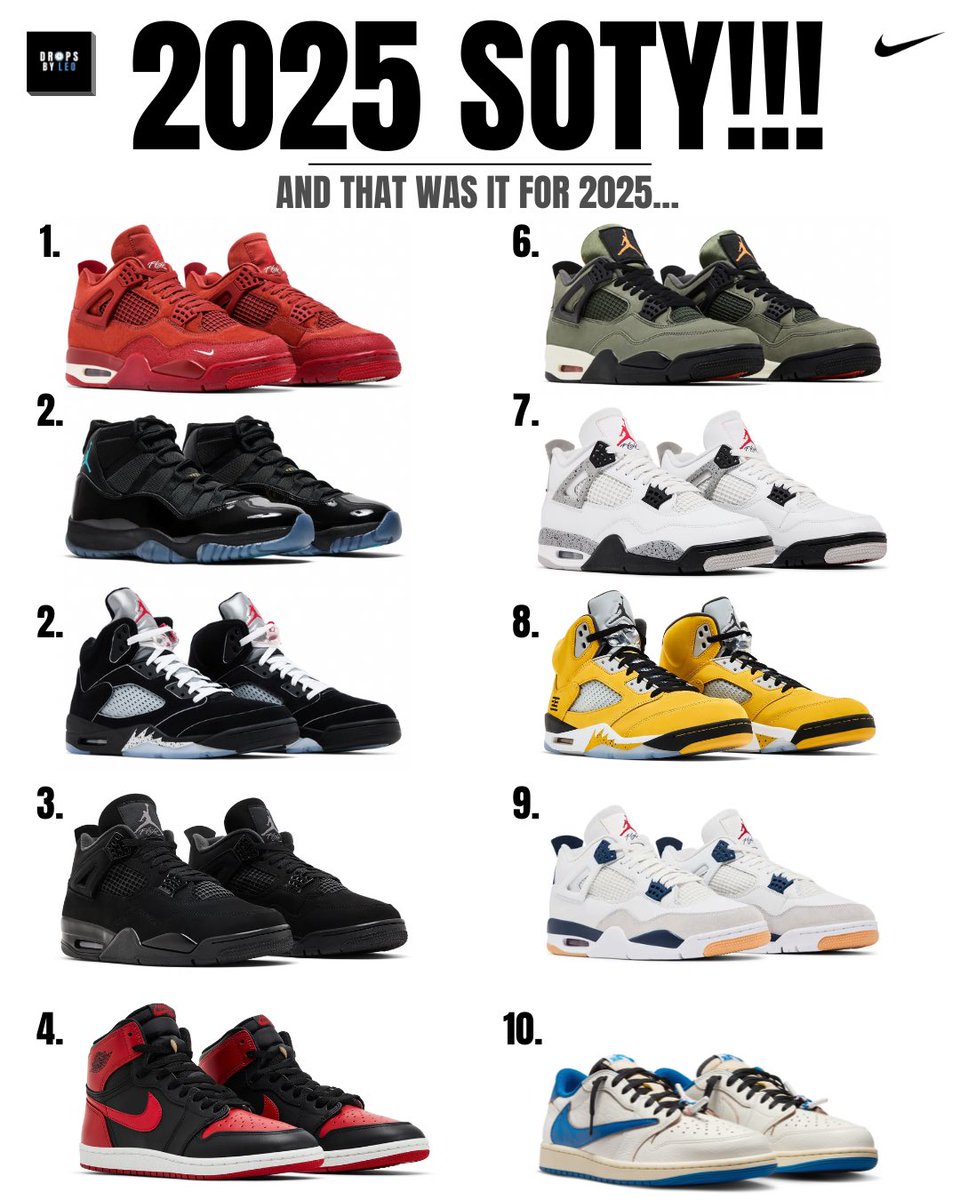 Here are my Sneaker of the Year rankings ✍🏾🥇

Agree or nah? What pair should be added or removed? 🤔👀