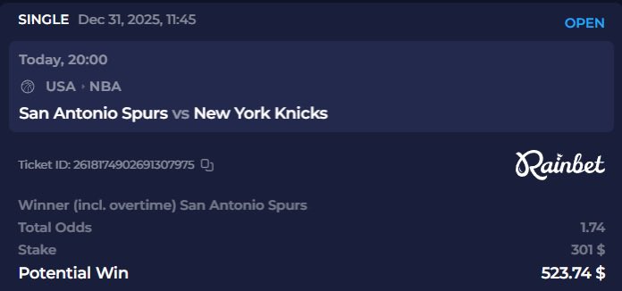 Got the Spurs over the Knicks🔥