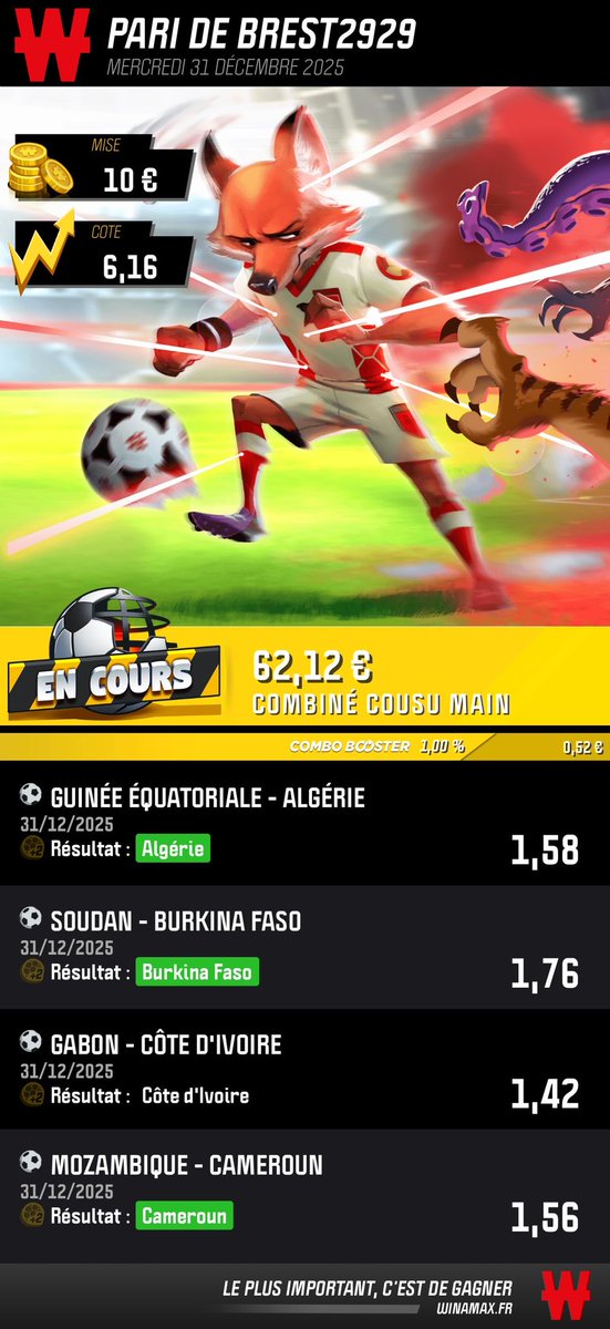 Brest2929's tweet image. J’aime beaucoup ce dernier pari de l’année. 
#CAN