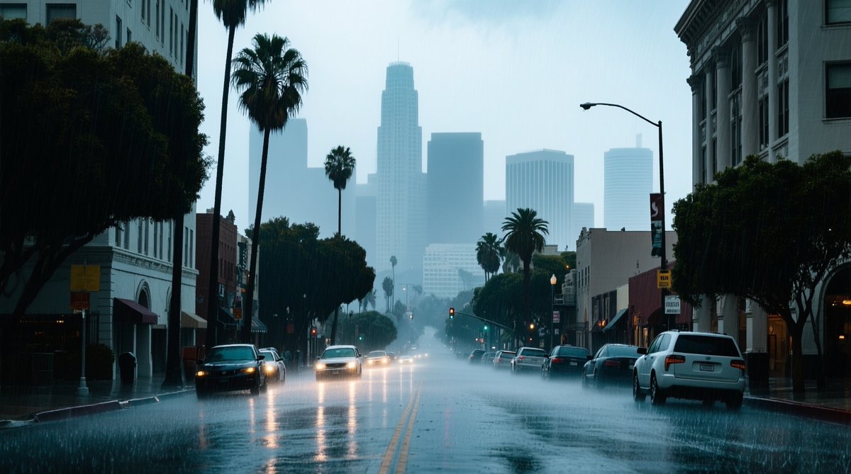 LA in rain side-by-side