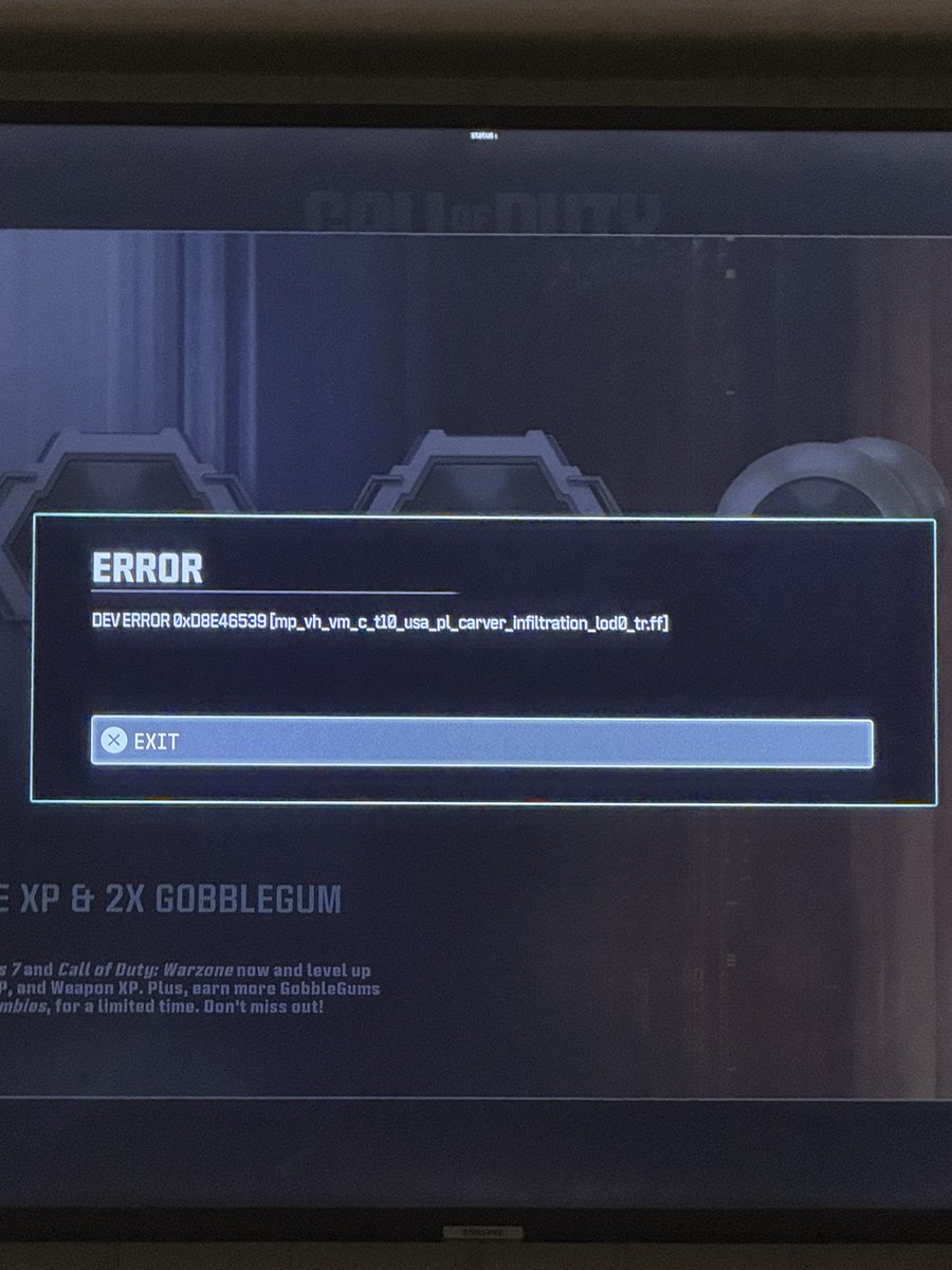 Jacko_Gardner's tweet photo. @CODUpdates what does this mean?! Game literally won’t load! https://t.co/HgNFEC6N2R