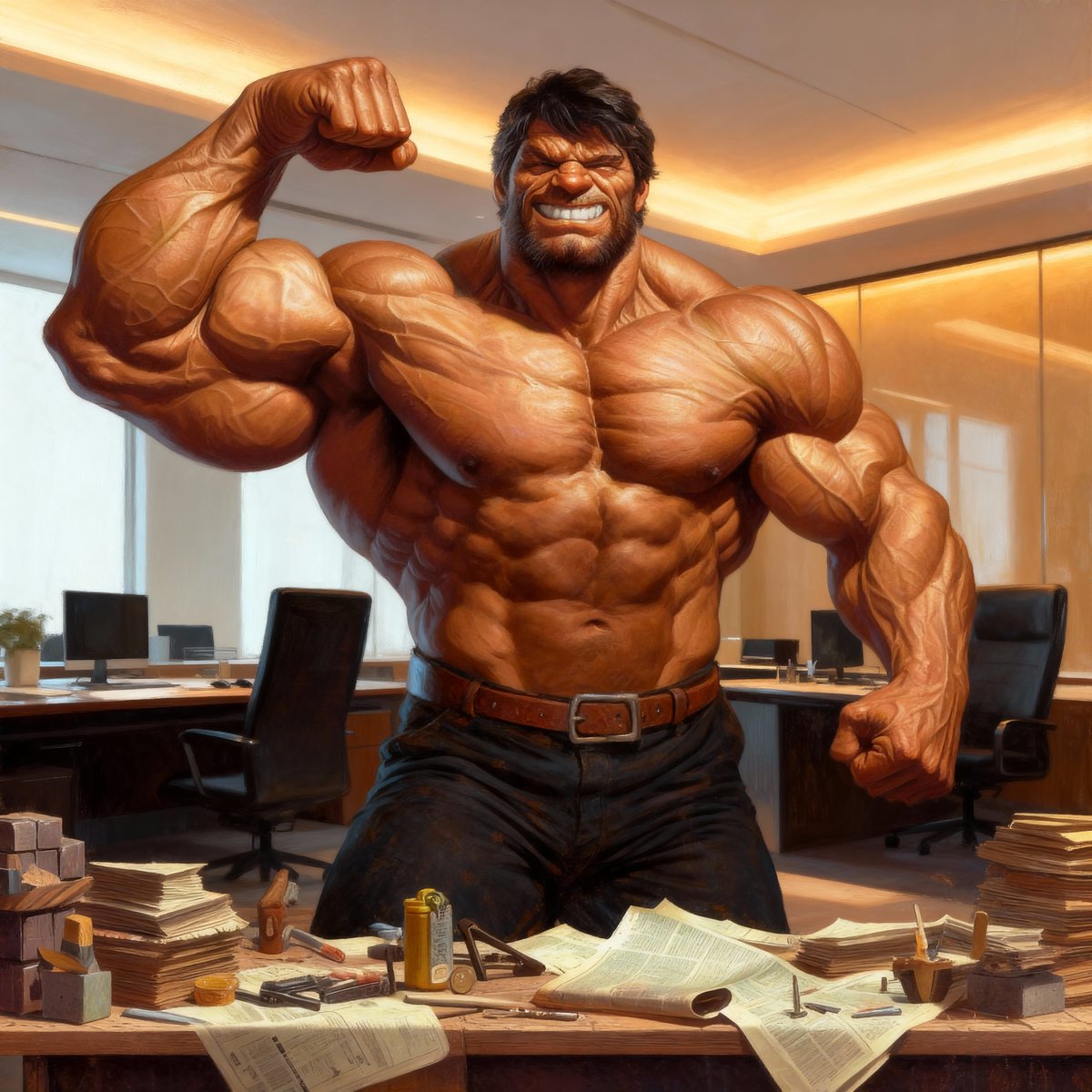 Bluto moved up to top management.