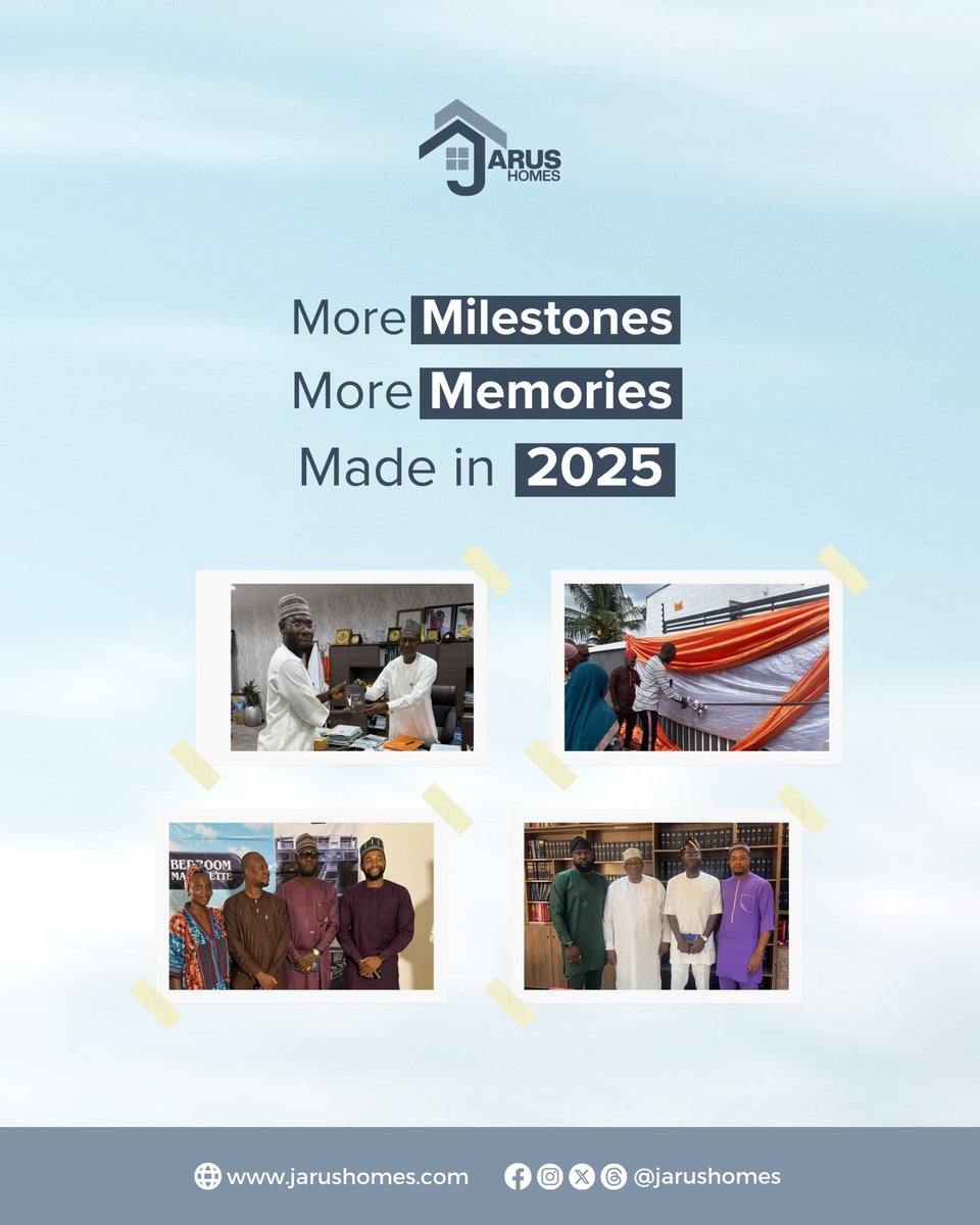 JarusHomes's tweet image. This year, we built more than properties, we built relationships, partnerships, and possibilities.
2025 took us from Lagos to London, from groundbreakings to global recognitions.
The journey continues.

#JarusHomes
#ClientAppreciation 
#Properties
#NewYear2026 
#GlobalRealEstate