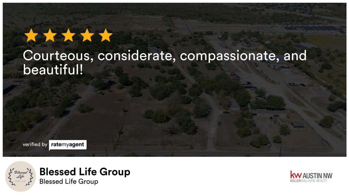 Our team’s latest RateMyAgent review in Austin
(TX) 526659
rma.reviews/5je3ryi8chuq

...
#ratemyagent #realestate #Blessed_Life_Group