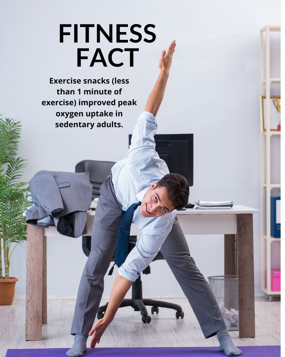 manitobafitness's tweet photo. Exercise snacks provide valuable health outcomes for sedentary individuals. Encourage everyone to #movemoresitless https://t.co/vng7Yx7IJb