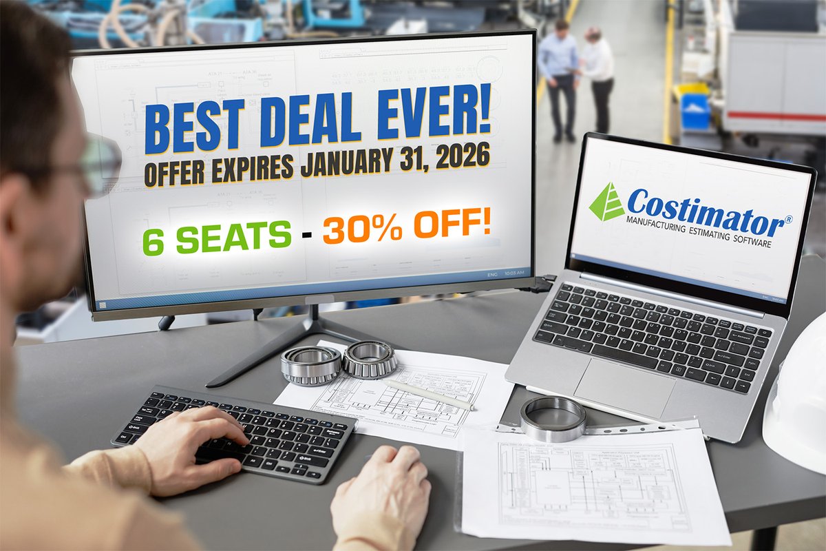 Start the new year off with the Best Deal Ever! Get Costimator Manufacturing Estimating Software for 30% Off. Buy 6 Seats (or more) and get 30% Off Costimator.
Want to learn how this estimating and quoting tool is a game changer for your company?
 mtisystems.com/get-demo.html