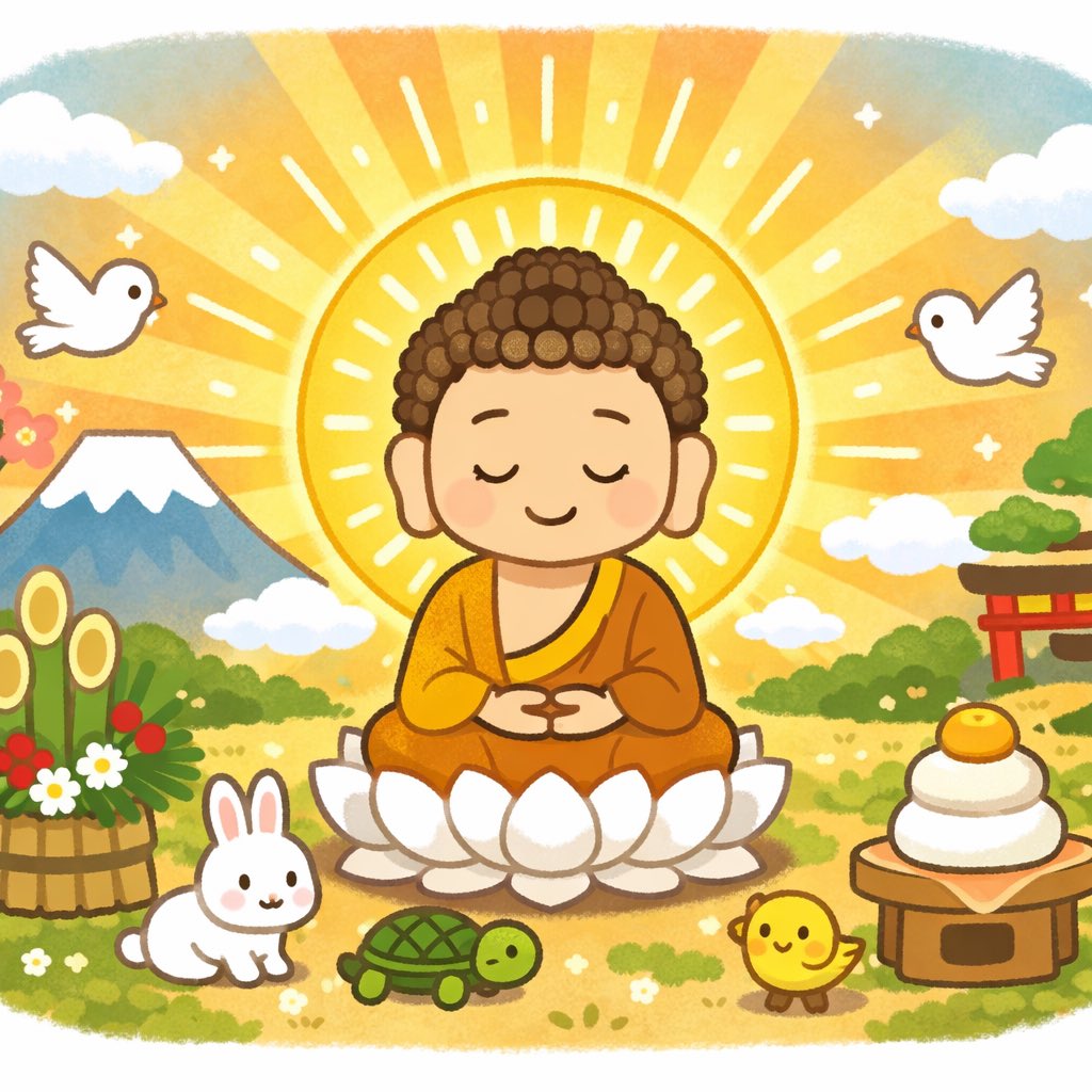 obousan_seigi's tweet image. 🎍新しい年は、すでに仏さまの中にある🎍

新年あけましておめでとうございます㊗️

穏やかな新年を迎えられたこと、まずはそのご縁に感謝いたしましょう。

元旦は、新しい年の始まりです。

私たちは「今年こそは」「今年は変わろう」と、何かを新しく始めようとします。…