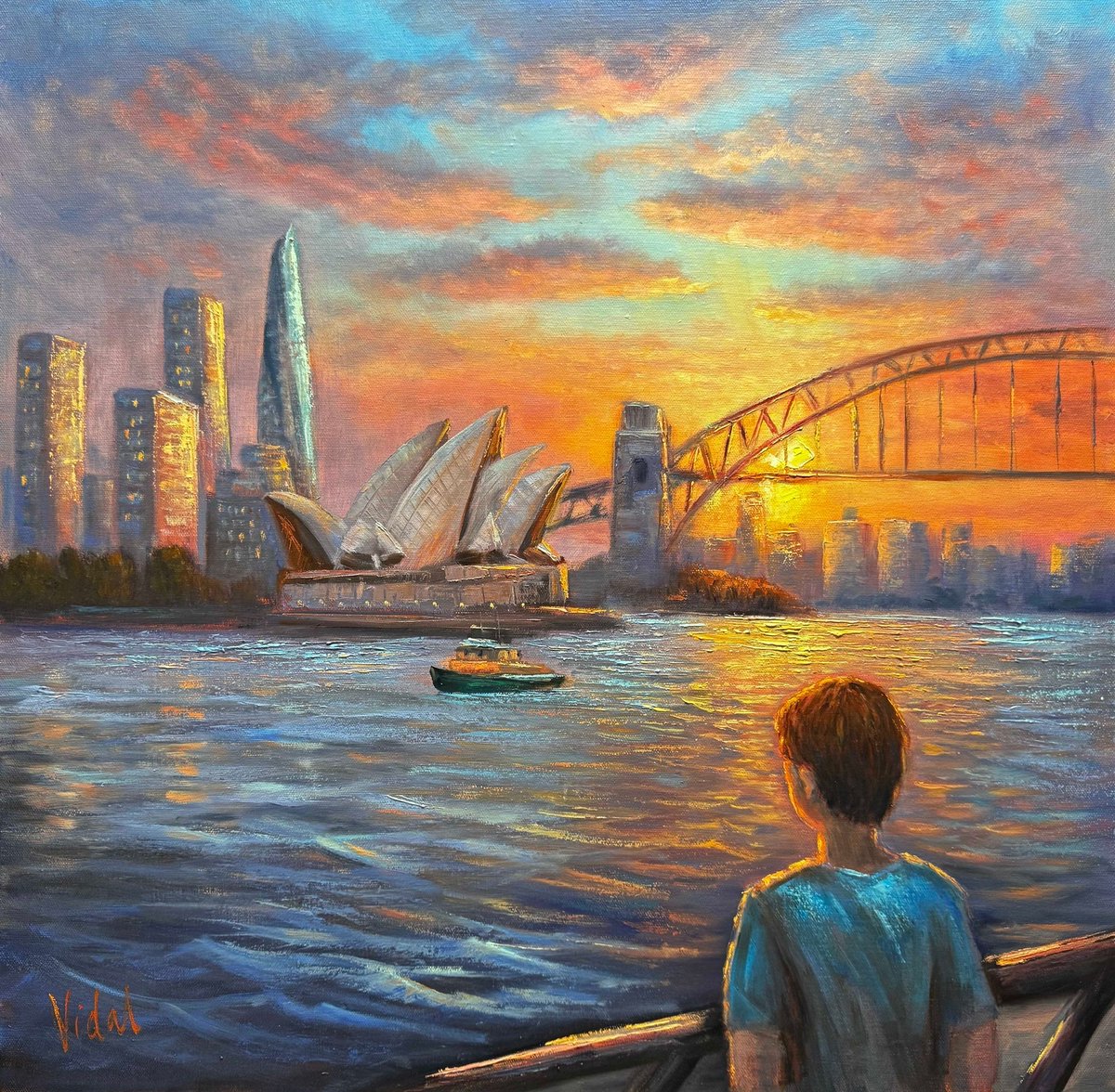 ArtistVidal's tweet photo. Welcoming the New Year 2026 with this painting of the iconic Sydney Harbour, capturing the city’s vibrant life. May this year bring prosperity, joy, and success to everyone. Cheers to new beginnings and cherished memories! #NewYear2026 #SydneyHarbour https://t.co/yYZhF2dUCG