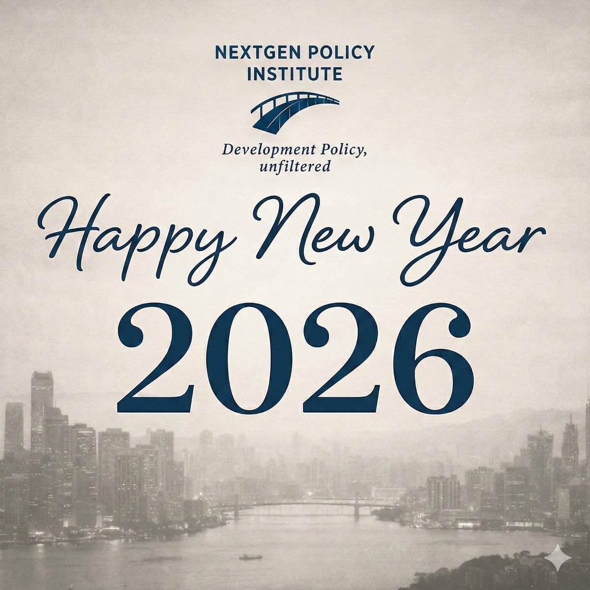 PolicyNextgen's tweet photo. NextGen Policy Institute wishes you and your loved ones a Happy New Year 2026. 🎆🎇 https://t.co/K9bLbE5Bx3
