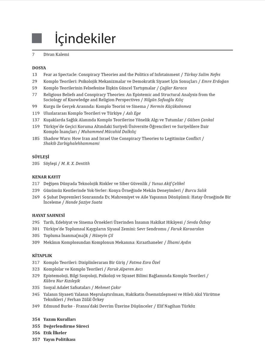 📘 Sosyoloji Divanı 26. Sayı

Nuh Akçakaya editörlüğünde hazırlanan “Komplo Teorileri” dosyası çok yakında okuyucularıyla buluşuyor.

📚✨
#SosyolojiDivanı #Sosyoloji #Çizgikitabevi #Divan
#KomploTeorileri #YeniSayı #Dergi
#Kitap #Book #Books #Reading
#Akademi #Sosyoloji