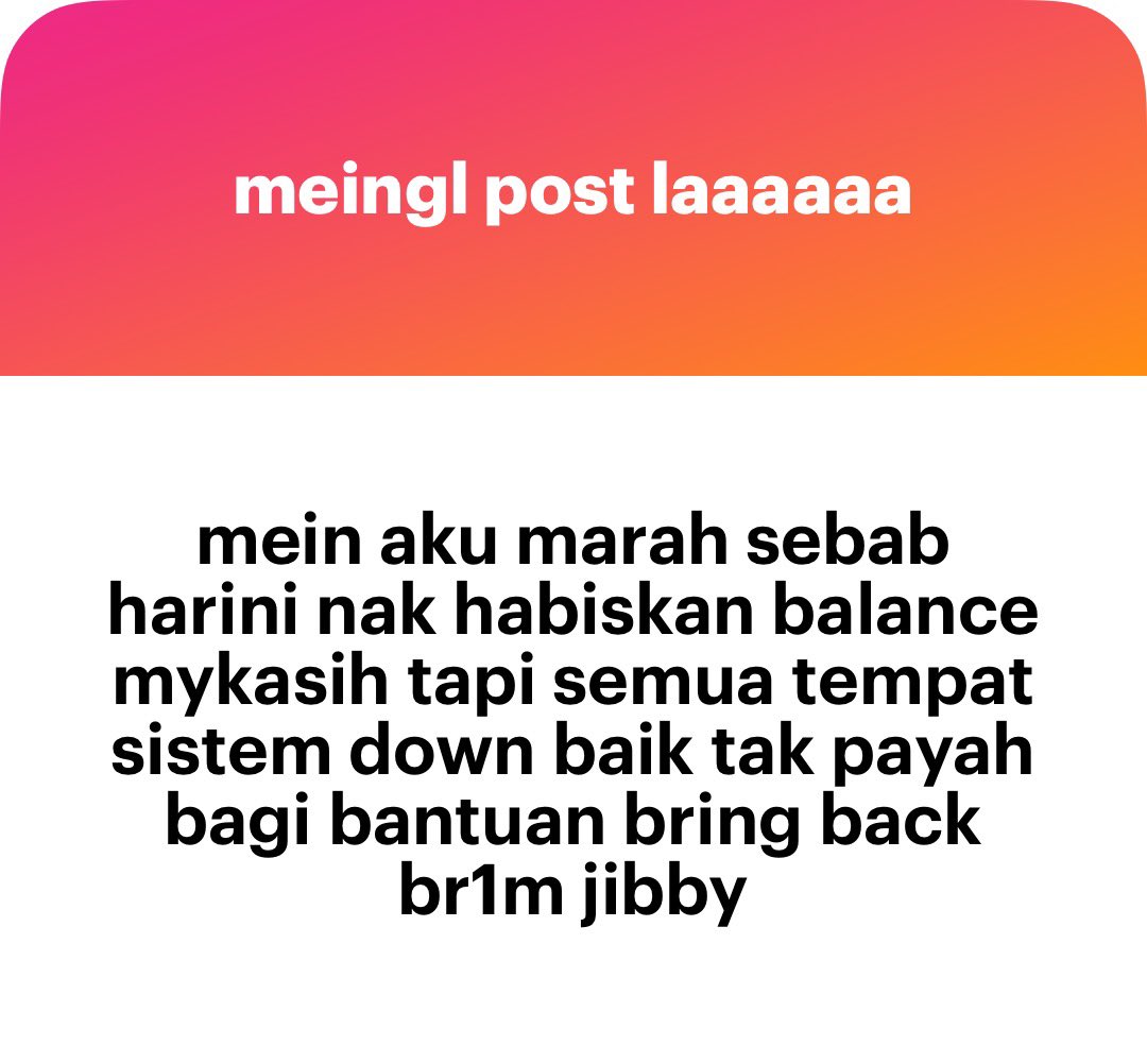 Marah la diri sendiri. Benda boleh pakai berbulan bulan. Nak juga perabis diri sendiri. Bodo cmni najib pun tak dapat nak selamatkan