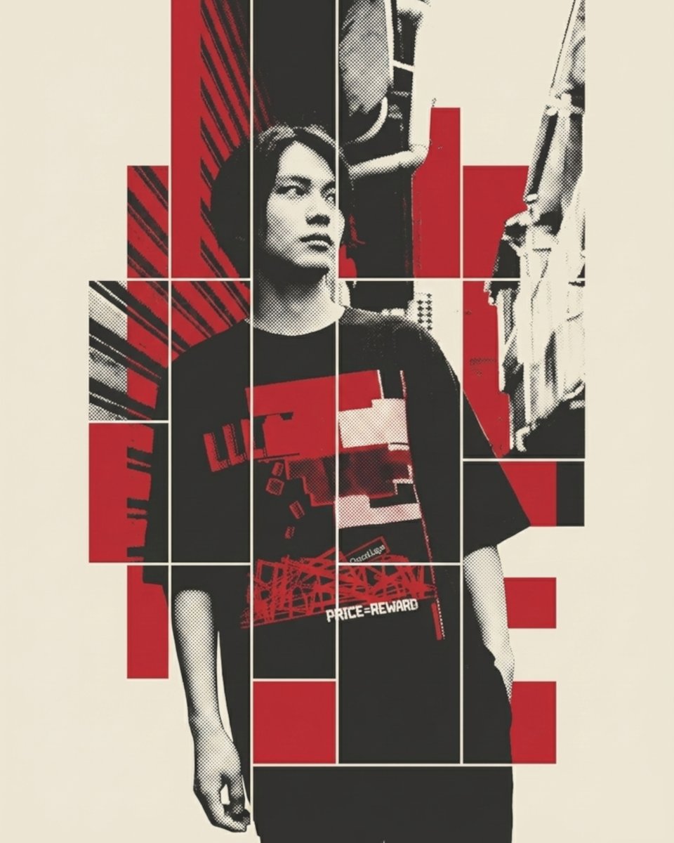 都市のノイズ。断片化する思考。 崩壊と再構築の狭間で、自己の輪郭を確かめる。

纏うのは、秩序なき世界への理性的な抵抗。

#ChocoLLape #Constructivism