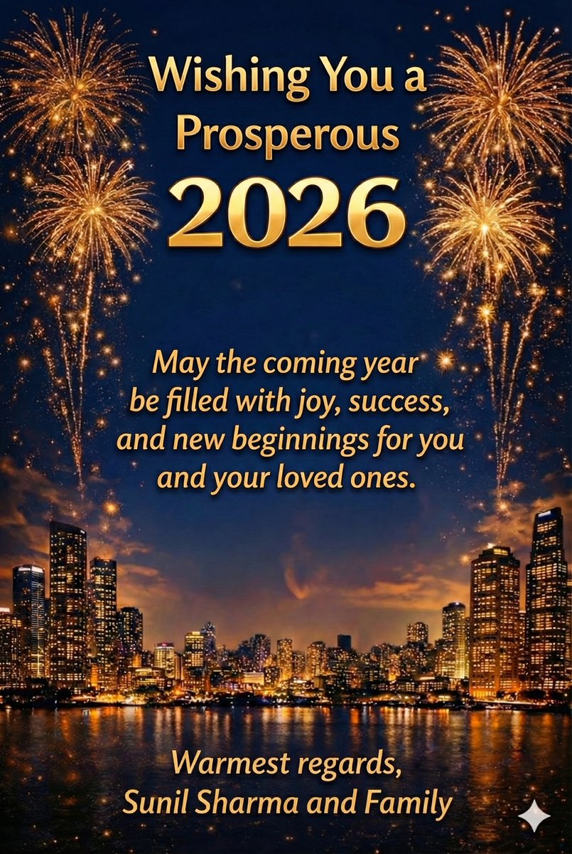 sunil756's tweet photo. Wishing You &amp; Your Family a Very Happy, Healthy, Wealthy and Prosperous New Year 2026🎉🎊💐😍 #HappyNewYear2026  #Godblesseveryone #trend https://t.co/7KEYzDucuP