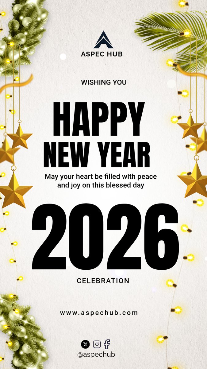 aspechub's tweet photo. 🎉✨ Happy New Year! ✨🎉
Cheers to a brand-new year filled with growth, innovation, success, and new opportunities 🚀

#HappyNewYear #NewYearVibes #NewBeginnings #NewYear2026 #FreshStart #Grateful #BusinessGrowth #DigitalInnovation #AspecHub #TechBrand #ThankYou #CheersToSucc https://t.co/ITIVzRZV9W