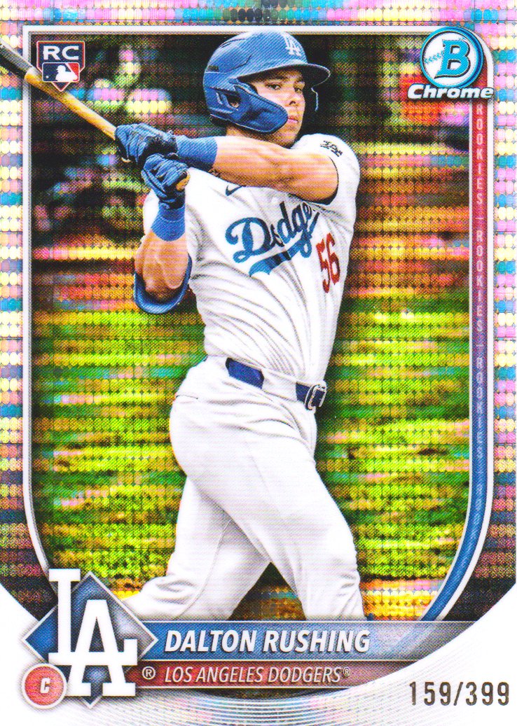 BenPSA10's tweet image. Check out Dalton Rushing 2025 Bowman Chrome Rookie Card Pulsar Refractor /399 #100 ebay.us/m/byCLDq 

#eBay #BaseballCards #SportsCards #TheHobby #Collect #Dodgers #RookieCard #Refractor #DaltonRushing #Bowman