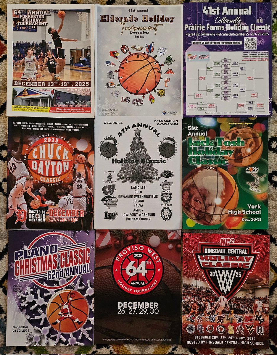 🏀 🎄 Holiday Tournament Measurables 🎄 🏀 
🛻 1,839 miles
⏳️ 33 hours collecting scores
💠 Tournament Visits
📍 Collinsville 
📍 DeKalb
📍 Dongola
📍 Eldorado
📍 Forreston
📍 IC-Westmont 
📍 LaMoille
📍 Hinsdale Central 
📍 Plano
📍 Proviso West 
📍 York
❄️ ❄️ ❄️ ❄️
