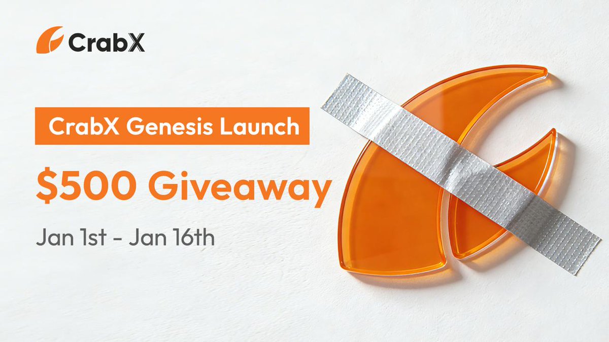 crabex_official's tweet image. 🦀 CrabX Genesis Drop 🦀

Be among the first to join #CrabX and take part in our Genesis community campaign. Complete tasks to win 5 USDT 🎁

💰 Prize Pool: 500 USDT
👥 100 Winners
🗓 Jan 1 – Jan 16

✅ How to Join
1️⃣ Follow CrabX Twitter, RT &amp;amp; tag 3 friends
2️⃣ Join CrabX…