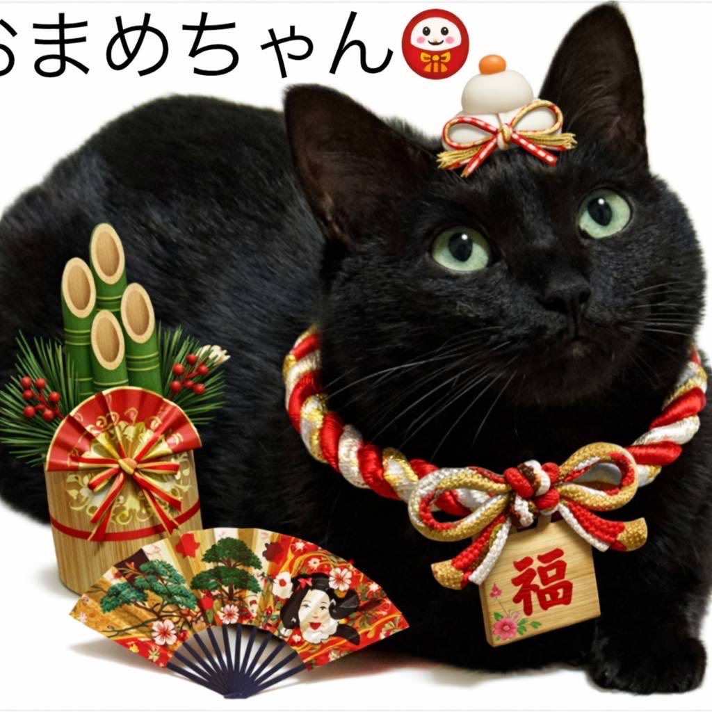 令和八年 皇紀2686年
明けましておめでとうございます🎍
昨年中お世話になった皆様 ありがとうございました🍀.ﾟ⋆*
本年もどうぞよろしくお願いいたします。

写真はライバー仲間がチャットGPTで合成してくれました😆

#くろねこ #おまめちゃん #チャットGPT