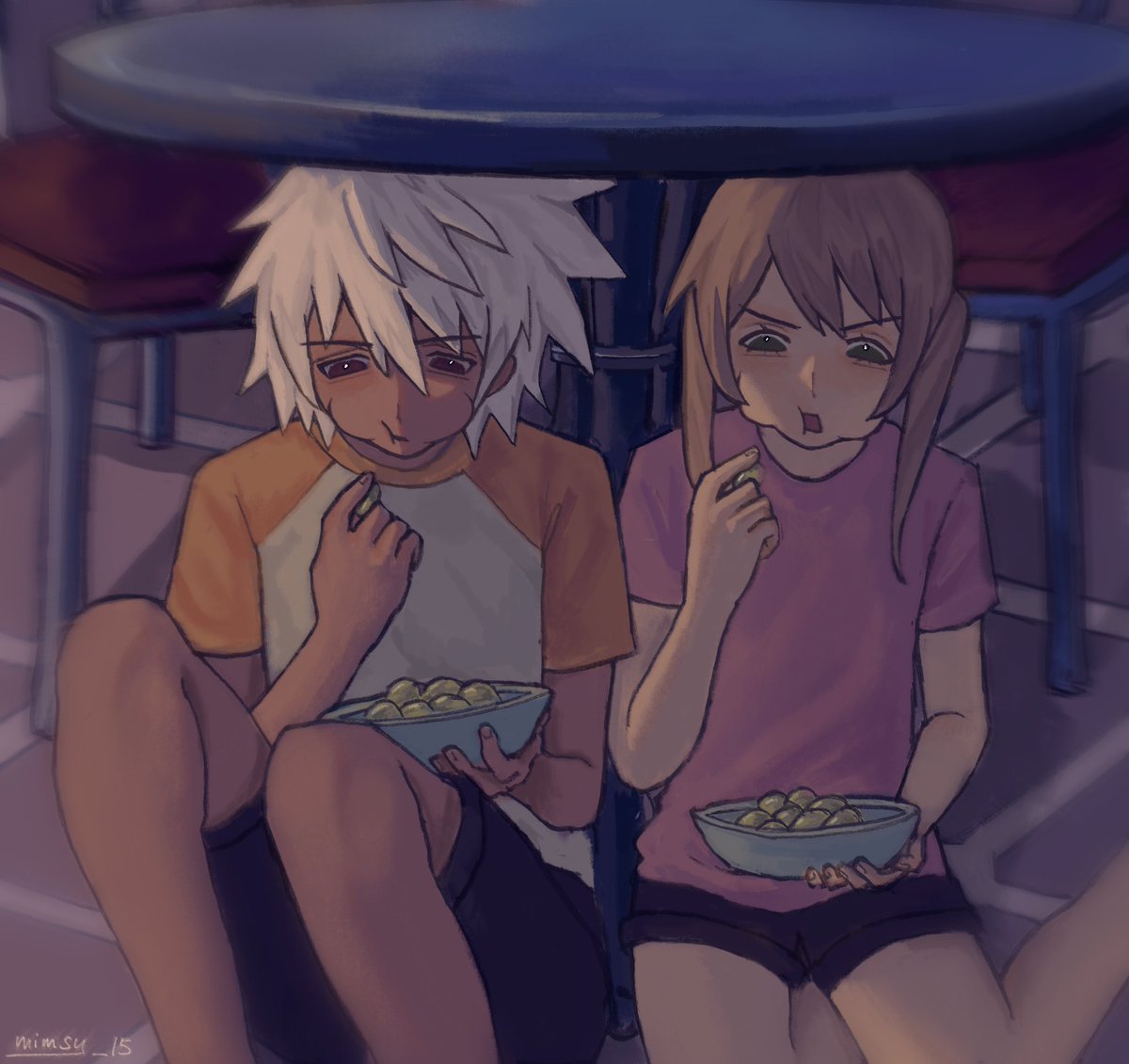 mimsy_15's tweet image. they say eating 12 grapes under the table on new years can help u find your lover, 
but maybe they r already next to u &amp;lt;3
happy new year!!
#souleater #soulmaka