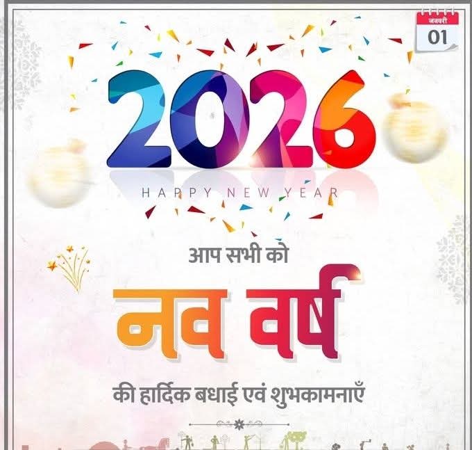 आप सभी क्षेत्रवासियों को नए वर्ष की हार्दिक शुभकामनाएं। साल का नया सवेरा आप सभी के जीवन में सुख, शांति, समृद्धि और सौभाग्य लेकर आए। इस नव वर्ष के सुअवसर पर हम सभी इस प्रतिबद्धता को दोहराएँ कि हम एक मजबूत, विकसित और आत्मनिर्भर भारत का निर्माण करने के लिए एकजुट होकर आगे बढ़ेंगे।