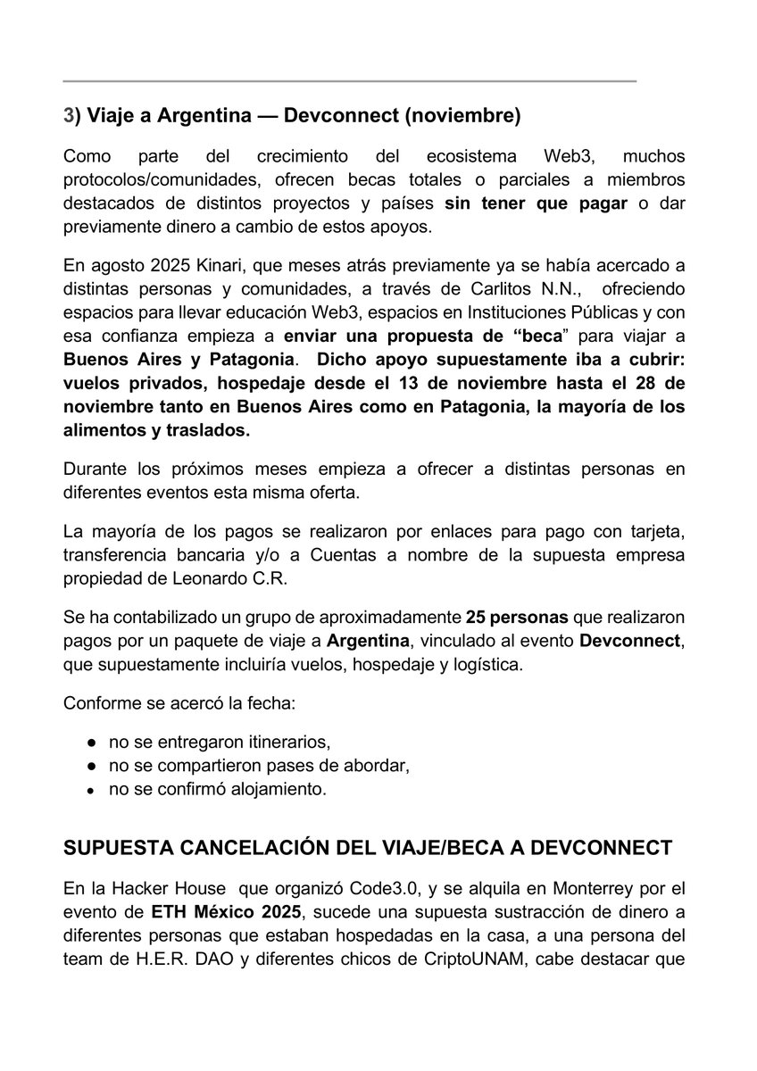 ThePrimeAI's tweet photo. 3/
En los últimos días, han comenzado a circular distintas versiones públicas sobre lo ocurrido, incluyendo la narrativa en la que Kinari S. B. B. se presenta también como parte afectada del mismo caso y ha buscado acercamiento con algunas personas del grupo. https://t.co/RCoRJ3dTMz