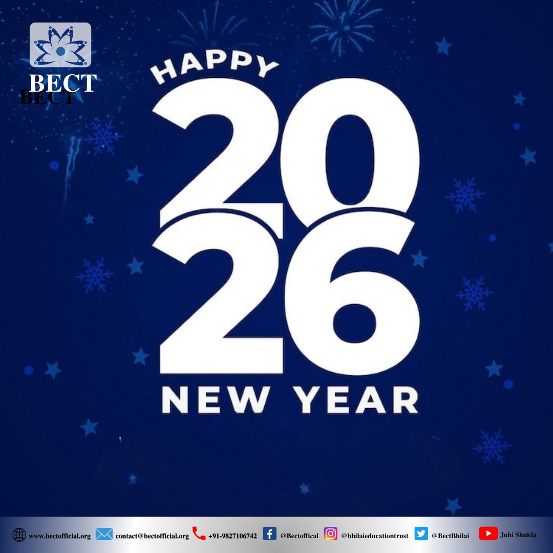 BectBhilai's tweet photo. ✨ Happy New Year 2026! ✨

Wishing a year full of new hopes, strong dreams, and greater achievements.
Let’s continue to learn, grow, and make a difference together. 🌱

Team BECT
#HappyNewYear2026 #TeamBECT #NewBeginnings #BrightFuture https://t.co/fJALfeSKcM