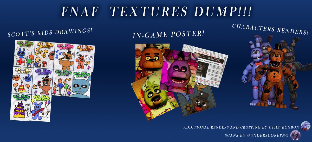 the_bonbon's tweet image. Happy New year everyone! Hope that you all have a great year.

Here's the FNAF texture Dump that i was working on.
thanks again to @UnderScorePNG for Scanning these.

enjoy!
drive.google.com/drive/folders/…