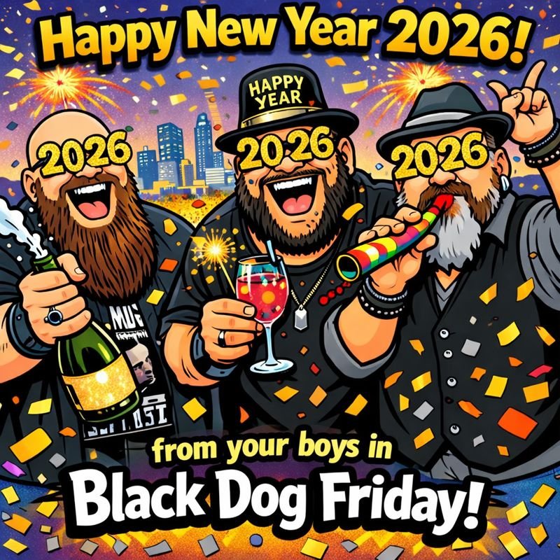 Real_BDFBand's tweet photo. We'll probably go to bed cause we're old. Happy New Year everyone. Stay safe. See y'all next year!! #BDF #BlackDogFriday #HappyNewYear https://t.co/mF6z6kZYgo