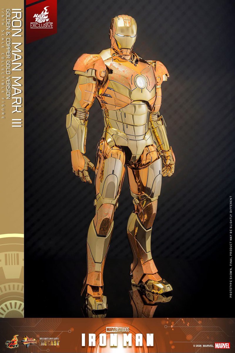 6thscale_KaWu's tweet photo. 【Iron Man - 1/6th scale Iron Man Mark III (Golden &amp; Copper Gold Version) Collectible Figure [Hot Toys Exclusive]】

New announcement!

Part 1

#IronMan #MarkIII #MarvelStudios #Marvel #HotToysCollectibles #SixthScale #HotToysExclusive https://t.co/5KKr4mVlBC