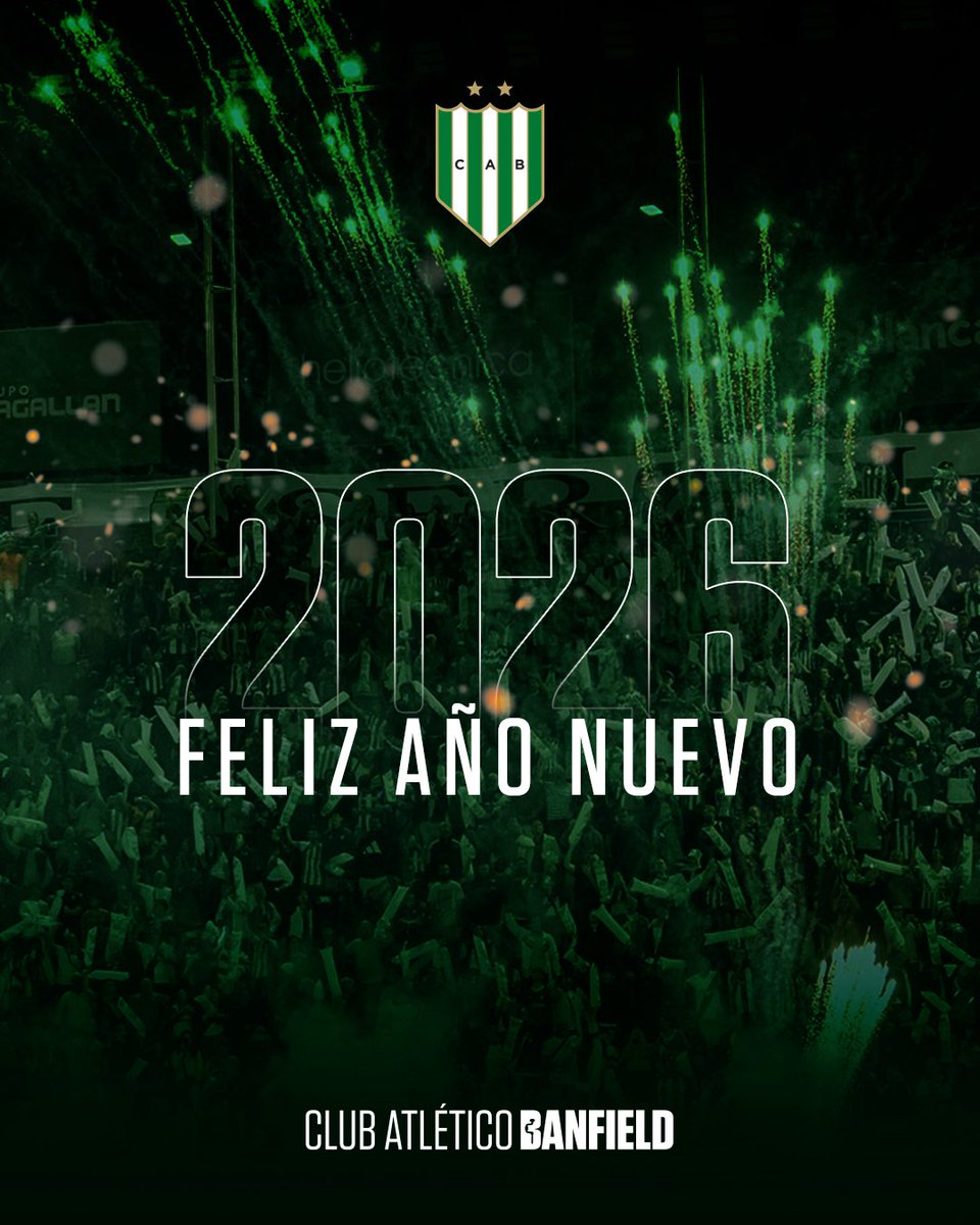 CAB_oficial's tweet image. ¡Feliz 𝟐𝟎𝟐𝟔 a todo #Banfield! ✨🇳🇬

Que sea un gran año para nosotros 💚
